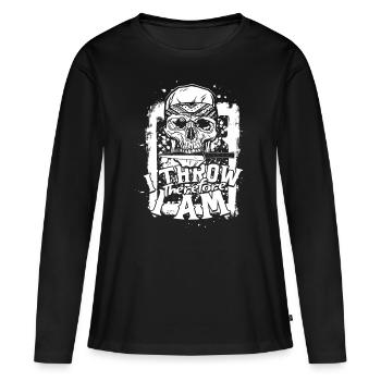 Lancer de couteau Je lance donc je suis - T-shirt manches longues Premium bio Femme - noir - Devant - Julia (174cm)