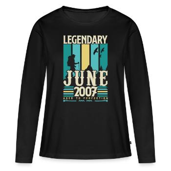 cadeau Anniversaire Juin 2007, Vintage juin 2007. - T-shirt manches longues Premium bio Femme - noir - Devant - Julia (174cm)