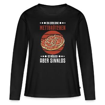 Mett Hackepeter, amoureux de Mettbrötchen - T-shirt manches longues Premium bio Femme - noir - Devant - Julia (174cm)