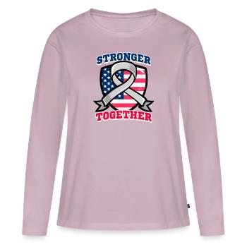 Sensibilisation au glioblastome Plus forts ensemble - T-shirt manches longues Premium bio Femme - rose poudré - Devant - Julia (174cm)