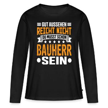 Constructeur Constructeur Constructeur de maison Maison Cérémonie d’achèvement - T-shirt manches longues Premium bio Femme - noir - Devant - Julia (174cm)