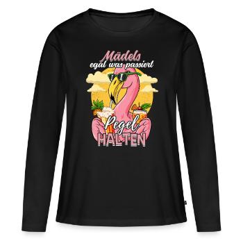 Mädels Egal Was Passiert Pegel Halten - Frauen Premium Bio Langarmshirt - Schwarz - Vorne - Julia (174cm)
