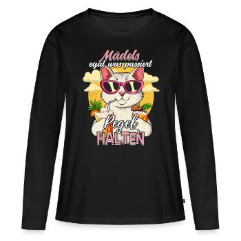 Mädels Egal Was Passiert Pegel Halten - Frauen Premium Bio Langarmshirt - Schwarz - Vorne - Julia (174cm)