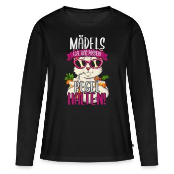 Mädels Egal Was Passiert Pegel Halten - Frauen Premium Bio Langarmshirt - Schwarz - Vorne - Julia (174cm)
