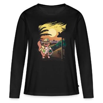 Chat Chats Wild West Ranger Ranch Farmer - T-shirt manches longues Premium bio Femme - noir - Devant - Julia (174cm)