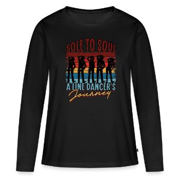Semelle de danse en ligne à l’âme Le voyage d’un danseur en ligne - T-shirt manches longues Premium bio Femme - noir - Devant - Julia (174cm)