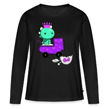 Drache Schwanger Eierschale Ei schlüpfen Baby - Frauen Premium Bio Langarmshirt - Schwarz - Vorne - Julia (174cm)