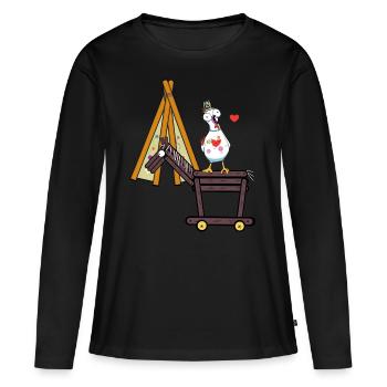 Tipi Hippie Poulet Cavalier Wild West Poulets - T-shirt manches longues Premium bio Femme - noir - Devant - Julia (174cm)