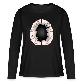 Cerveau Idiot Idiot Cerveau Intelligence - T-shirt manches longues Premium bio Femme - noir - Devant - Julia (174cm)