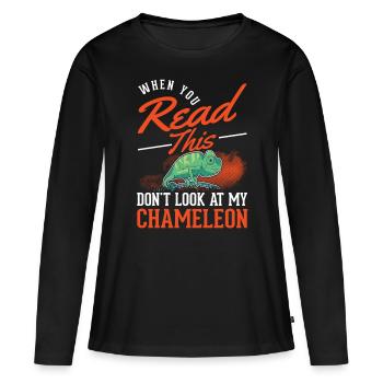 Cadeau caméléon Caméléon - T-shirt manches longues Premium bio Femme - noir - Devant - Julia (174cm)