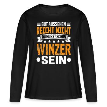 Vigneron - T-shirt manches longues Premium bio Femme - noir - Devant - Julia (174cm)