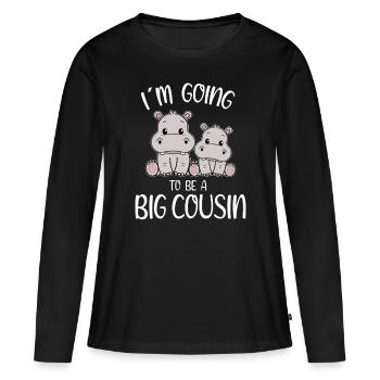 Promoted To Big Cousin Hippopotamus - Women's Premium Organic Long Sleeve Shirt - black - Front - Julia (174cm)