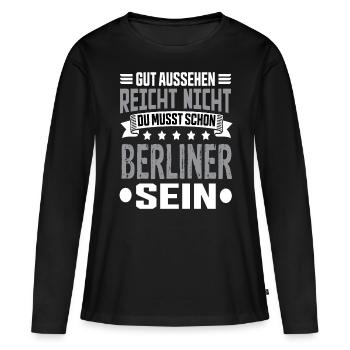 Berlin Berlin Capitale Hemiat Berlin Dictons - T-shirt manches longues Premium bio Femme - noir - Devant - Julia (174cm)