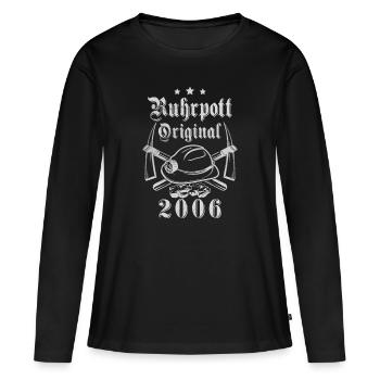 2006 Geburtstag Ruhrpott Original Hacke Helm - Frauen Premium Bio Langarmshirt - Schwarz - Vorne - Julia (174cm)