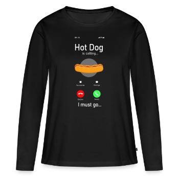 Hot Dog Adulte Téléphone Affichage Chaud - T-shirt manches longues Premium bio Femme - noir - Devant - Julia (174cm)