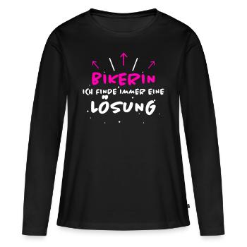 Bikerin Spruch Biker Lustiges Bikerin Geschenk - Frauen Premium Bio Langarmshirt - Schwarz - Vorne - Julia (174cm)