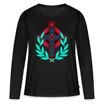 Croix Croix Crucifix - T-shirt manches longues Premium bio Femme - noir - Devant - Julia (174cm)