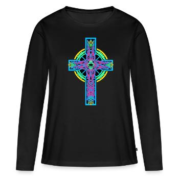 Croix Croix Crucifix - T-shirt manches longues Premium bio Femme - noir - Devant - Julia (174cm)