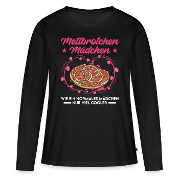 Mettbrötchen Mädchen Mett Hackepeter - T-shirt manches longues Premium bio Femme - noir - Devant - Julia (174cm)