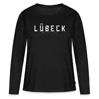 Lübeck Ma ville - T-shirt manches longues Premium bio Femme - noir - Devant - Julia (174cm)