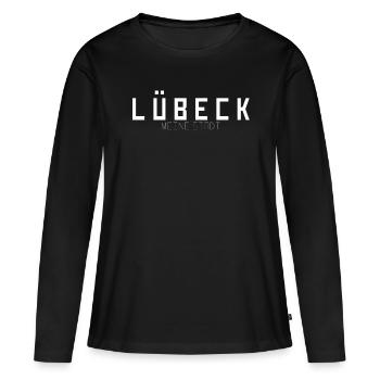 Lübeck Ma ville - T-shirt manches longues Premium bio Femme - noir - Devant - Julia (174cm)