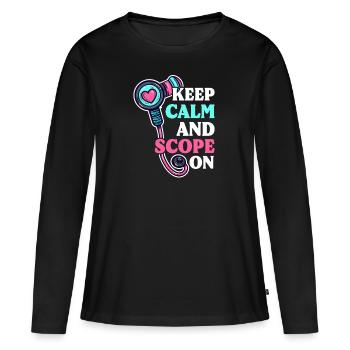 GI Nurse Keep Calm and Scope On - Women's Premium Organic Long Sleeve Shirt - black - Front - Julia (174cm)