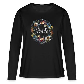 Couronne de fleurs de mariée Cadeau de jeune ânesse - T-shirt manches longues Premium bio Femme - noir - Devant - Julia (174cm)