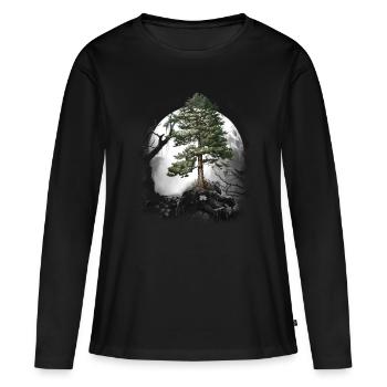 Forêt Nature sauvage Conifères Forêt Arbre Pin Halloween Arbres - T-shirt manches longues Premium bio Femme - noir - Devant - Julia (174cm)