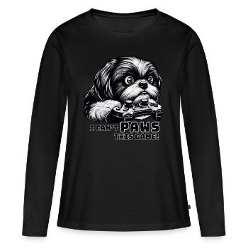 ShihTzu lover, computer game freak, gamers - Women's Premium Organic Long Sleeve Shirt - black - Front - Julia (174cm)