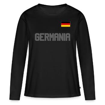 Deutschland Trikot Look GERMANIA mit Flagge Fahne - Frauen Premium Bio Langarmshirt - Schwarz - Vorne - Julia (174cm)