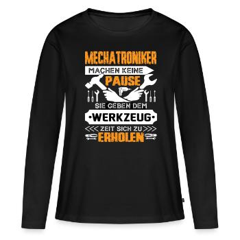 Mechatroniker Machen Keine Pause - Frauen Premium Bio Langarmshirt - Schwarz - Vorne - Julia (174cm)