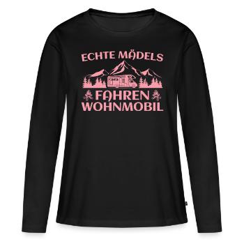 Camping Mädels fahren Wohnmobil Camperin - Frauen Premium Bio Langarmshirt - Schwarz - Vorne - Julia (174cm)