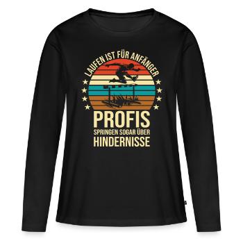 Course d’obstacles athlétisme athlète haies - T-shirt manches longues Premium bio Femme - noir - Devant - Julia (174cm)