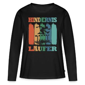 Course d’obstacles athlétisme athlète haies - T-shirt manches longues Premium bio Femme - noir - Devant - Julia (174cm)