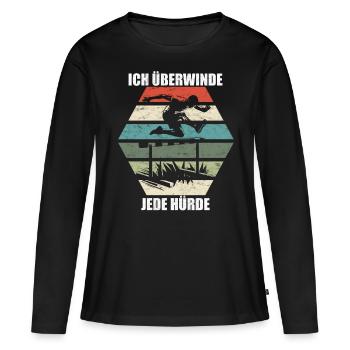 Course d’obstacles athlétisme athlète haies - T-shirt manches longues Premium bio Femme - noir - Devant - Julia (174cm)
