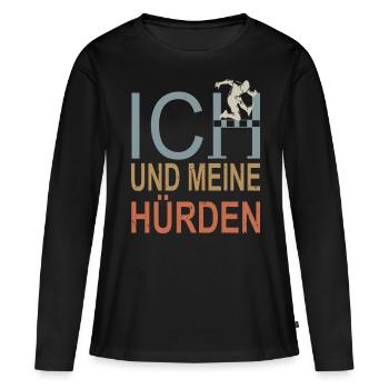Course d’obstacles athlétisme athlète haies - T-shirt manches longues Premium bio Femme - noir - Devant - Julia (174cm)