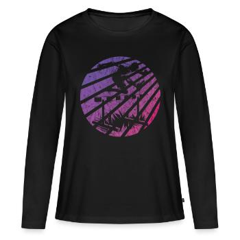 Hindernislauf Leichtathlet Hürdenläufer - Frauen Premium Bio Langarmshirt - Schwarz - Vorne - Julia (174cm)