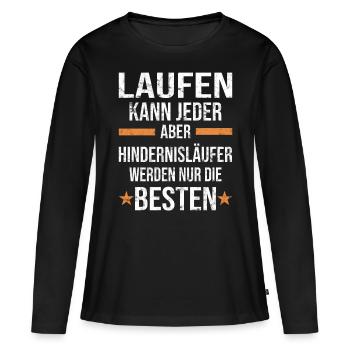 Course d’obstacles athlétisme athlète haies - T-shirt manches longues Premium bio Femme - noir - Devant - Julia (174cm)