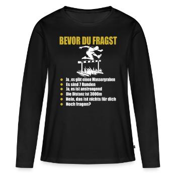 Course d’obstacles athlétisme athlète haies - T-shirt manches longues Premium bio Femme - noir - Devant - Julia (174cm)