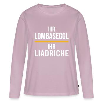 Souabe Votre Lombaseggl Votre Liadriche - T-shirt manches longues Premium bio Femme - rose poudré - Devant - Julia (174cm)