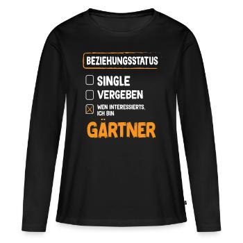 Statut de la relation jardinier - T-shirt manches longues Premium bio Femme - noir - Devant - Julia (174cm)