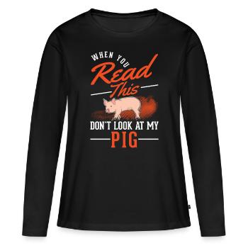 Pigs Gift Farmer Piggy - Women's Premium Organic Long Sleeve Shirt - black - Front - Julia (174cm)