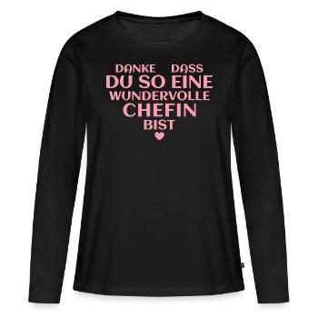 Beste Chefin Dankeschön - Frauen Premium Bio Langarmshirt - Schwarz - Vorne - Julia (174cm)