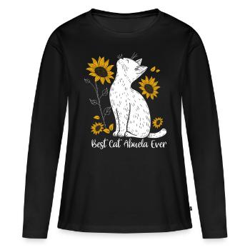 Meilleur chat Abuela de tous les temps - T-shirt manches longues Premium bio Femme - noir - Devant - Julia (174cm)