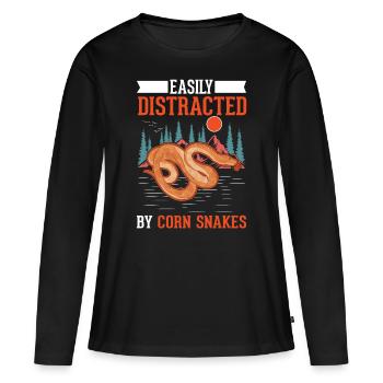 Facilement distrait par les serpents des blés Serpent des blés - T-shirt manches longues Premium bio Femme - noir - Devant - Julia (174cm)