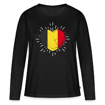 Belge Belge Cœur Belgique - T-shirt manches longues Premium bio Femme - noir - Devant - Julia (174cm)