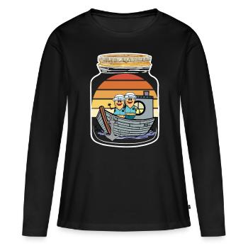 Cacahuètes Cacahuètes Bateau Bateau Voyage Marins - T-shirt manches longues Premium bio Femme - noir - Devant - Julia (174cm)