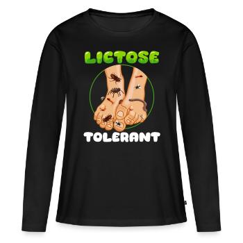 Geek stupide, embarrassant et tolérant au lactose - T-shirt manches longues Premium bio Femme - noir - Devant - Julia (174cm)