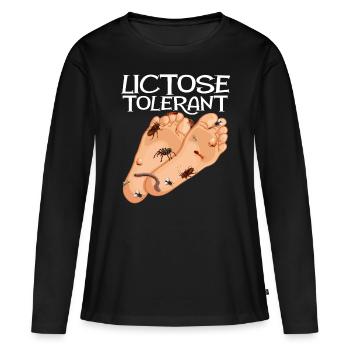 Geek stupide, embarrassant et tolérant au lactose - T-shirt manches longues Premium bio Femme - noir - Devant - Julia (174cm)