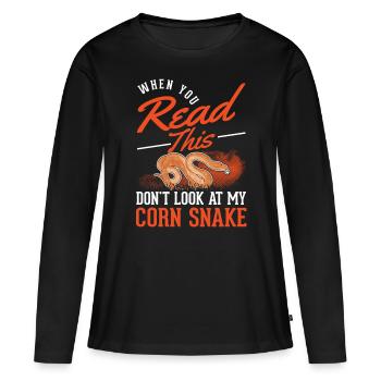 Serpent des blés cadeau Serpent des blés - T-shirt manches longues Premium bio Femme - noir - Devant - Julia (174cm)